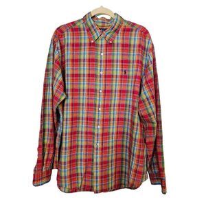 Ralph Lauren  red/green/yellow plaid button down classic fit shirt. Size XL. SKU